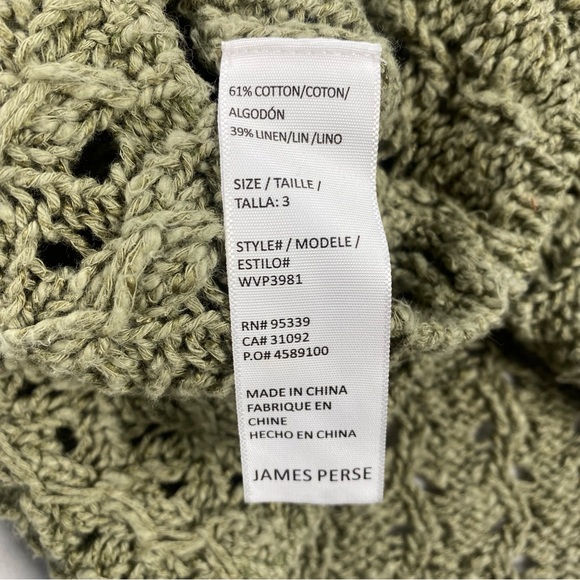 James Perse Women’s Open Knit Sweater Green Linen/Cotton Blend Size 3 (Large) - Picture 4 of 8